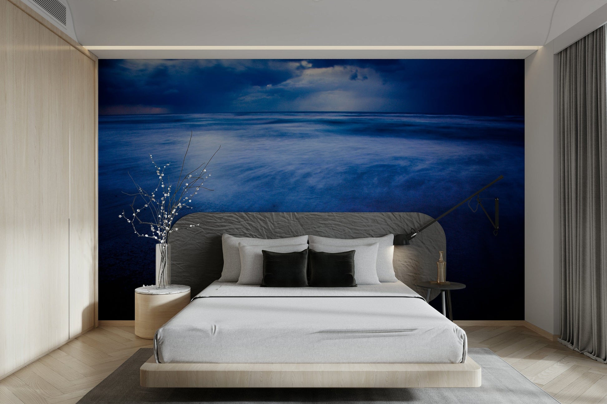 A classic winter scene wallpaper for walls with a coastal theme.

