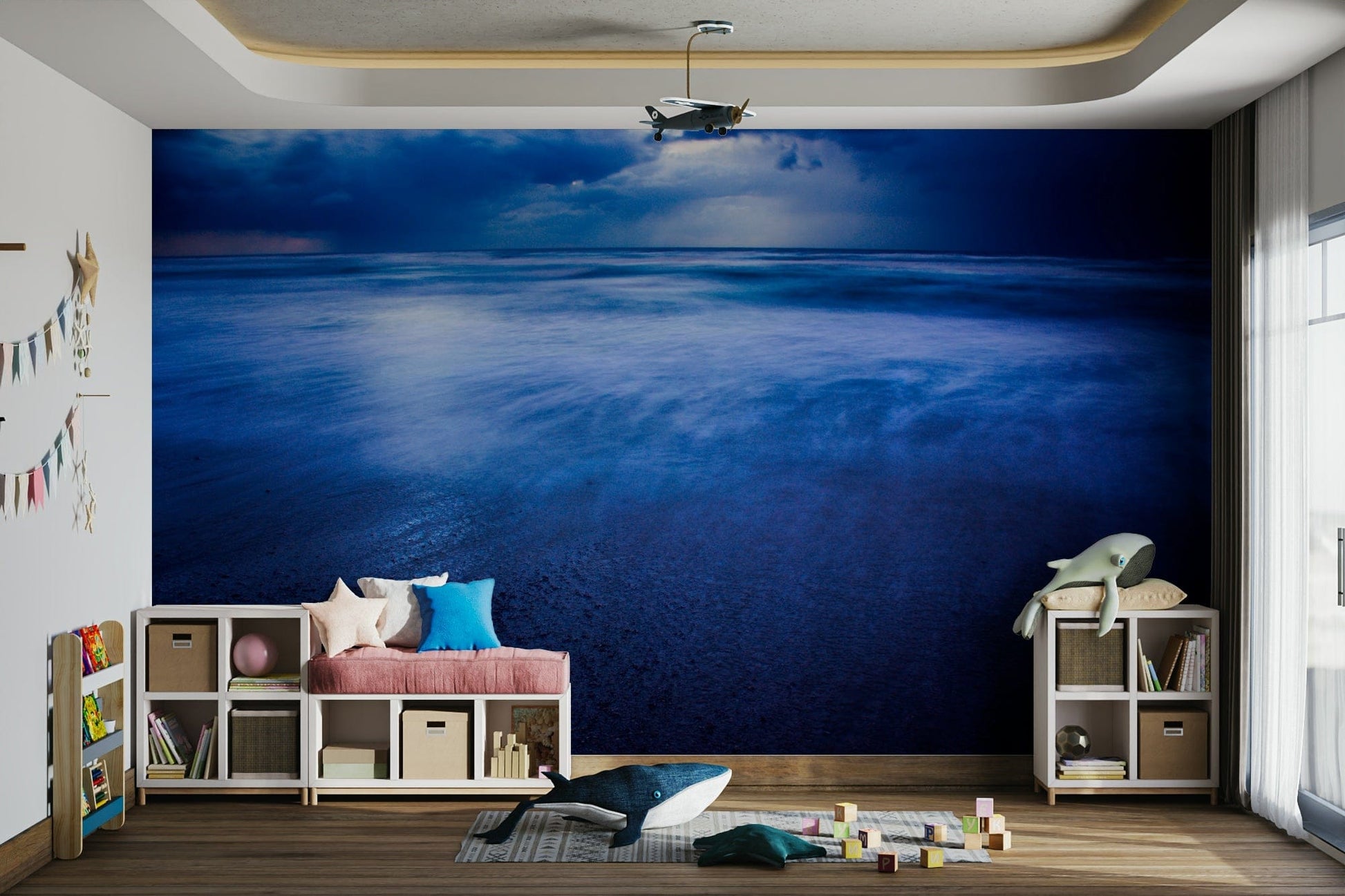 A beautiful stormy beach wallpaper mural of Sidni Ali.

