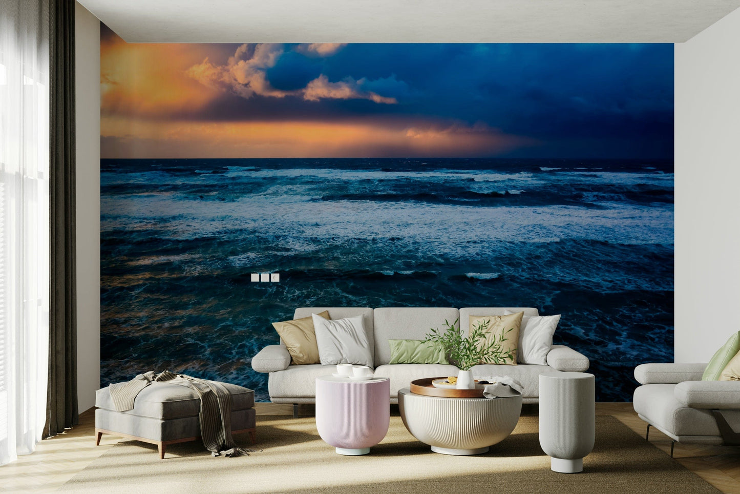 A beautiful abstract water wall mural for a living room.

