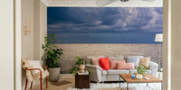 A calming ocean wave wallpaper mural that defines a space.

