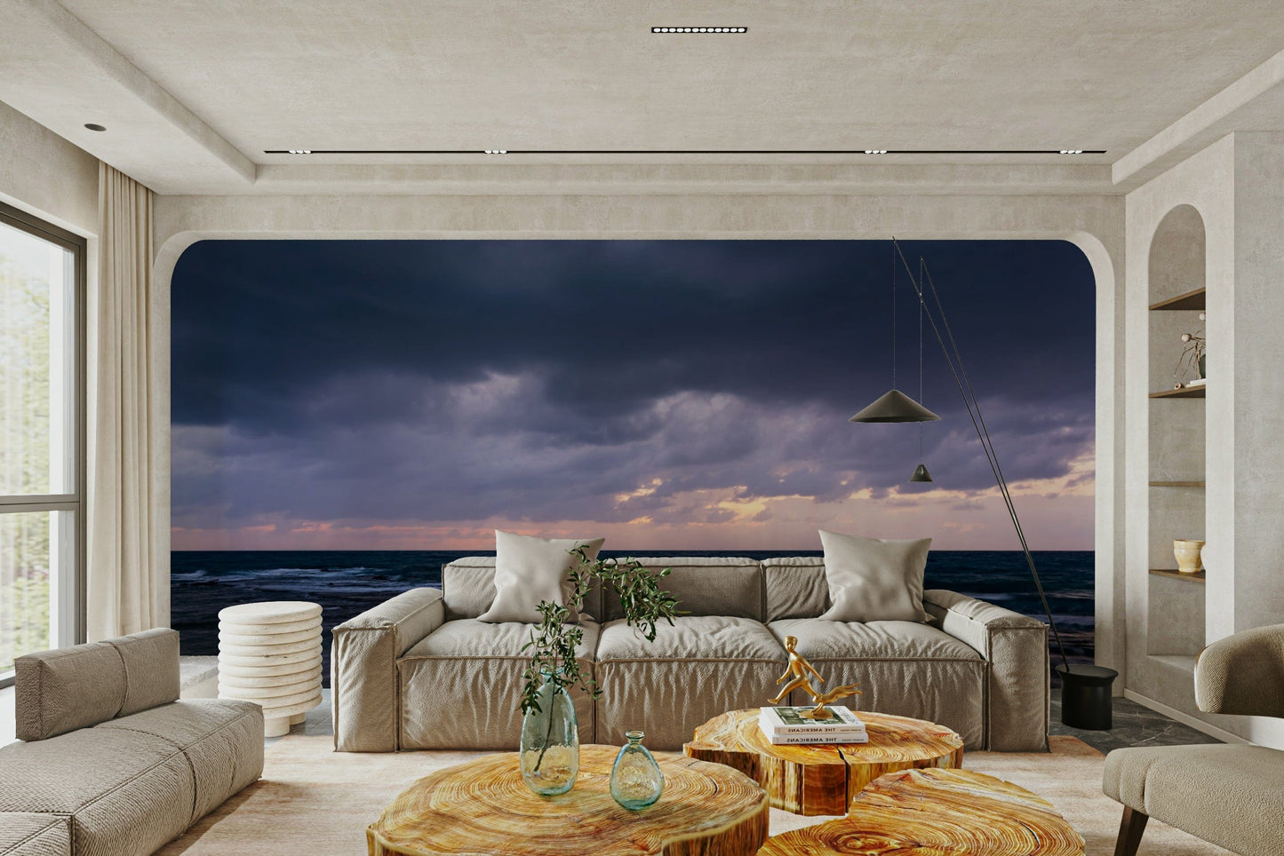 A beautiful modern art wall mural for a living room.

