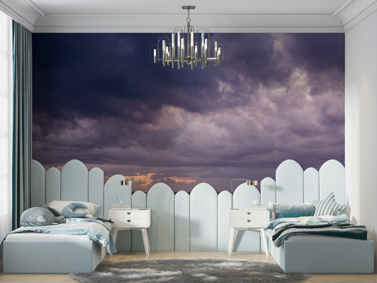 A calming ocean wave wallpaper mural that defines a space.

