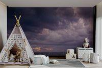 A tranquil ocean scene wall mural for nautical decor.

