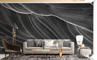 Black and White Wavy Marble Wallpaper Mural - Giffywalls