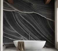 Black and white wavy marble wall design

