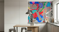 A calming abstract design wallpaper mural that defines a space.