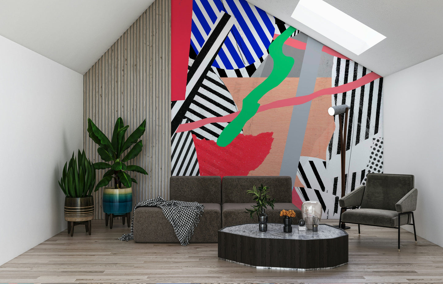 A beautiful wide-angle wall mural of abstract motion.