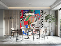 A graceful subtle energy wall mural in cool, natural tones.