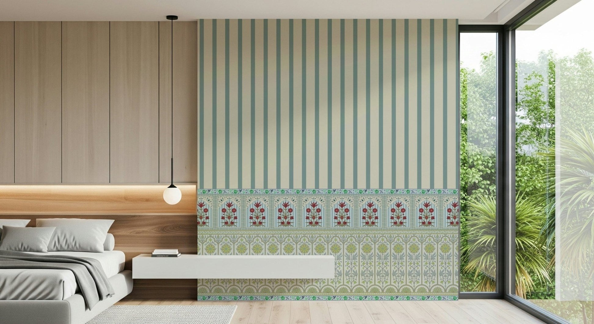 Vertical floral design for an entry-way wall mural project.