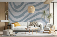 Blue striped mural wallpaper for walls

