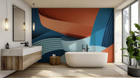 Stunning Strips wallpaper mural styled as a feature wall behind a dining table and chairs