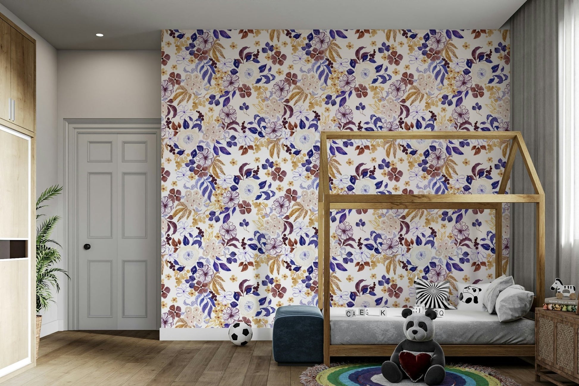 Light botanical wallpaper with elegant leafy pattern

