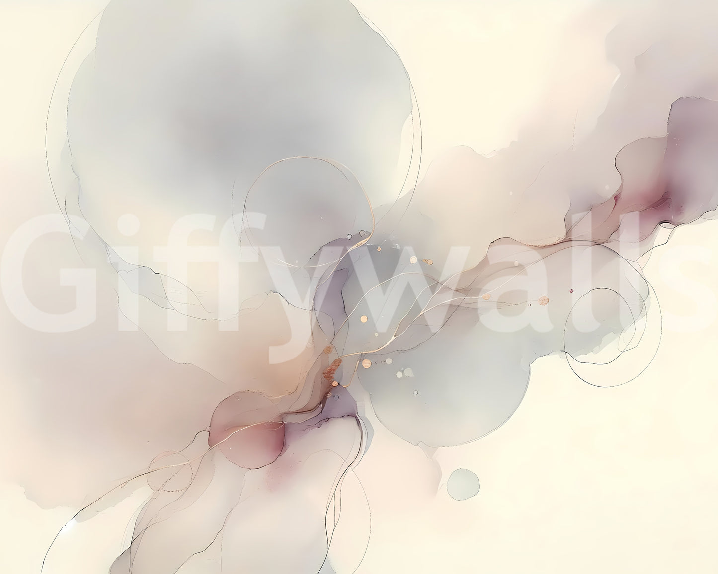 Modern kitchen interior with a Subtle Breeze Wall Mural accent wall.