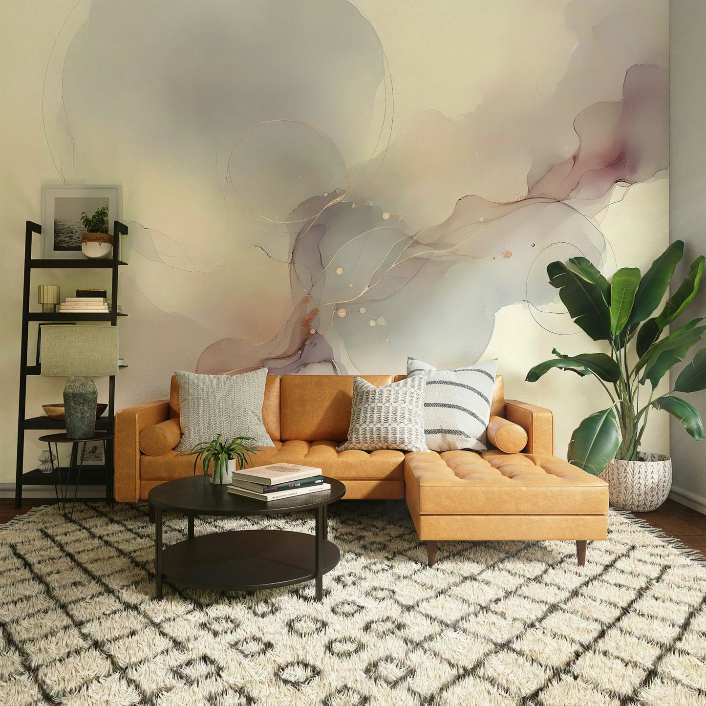 Contemporary hallway decorated with a Subtle Breeze Wall Mural print.