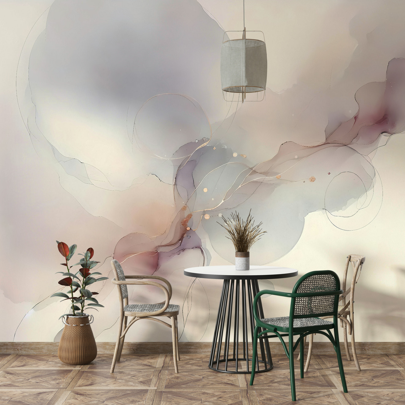 Minimalist wall decor featuring Subtle Breeze design in a modern apartment living room with neutral tones.