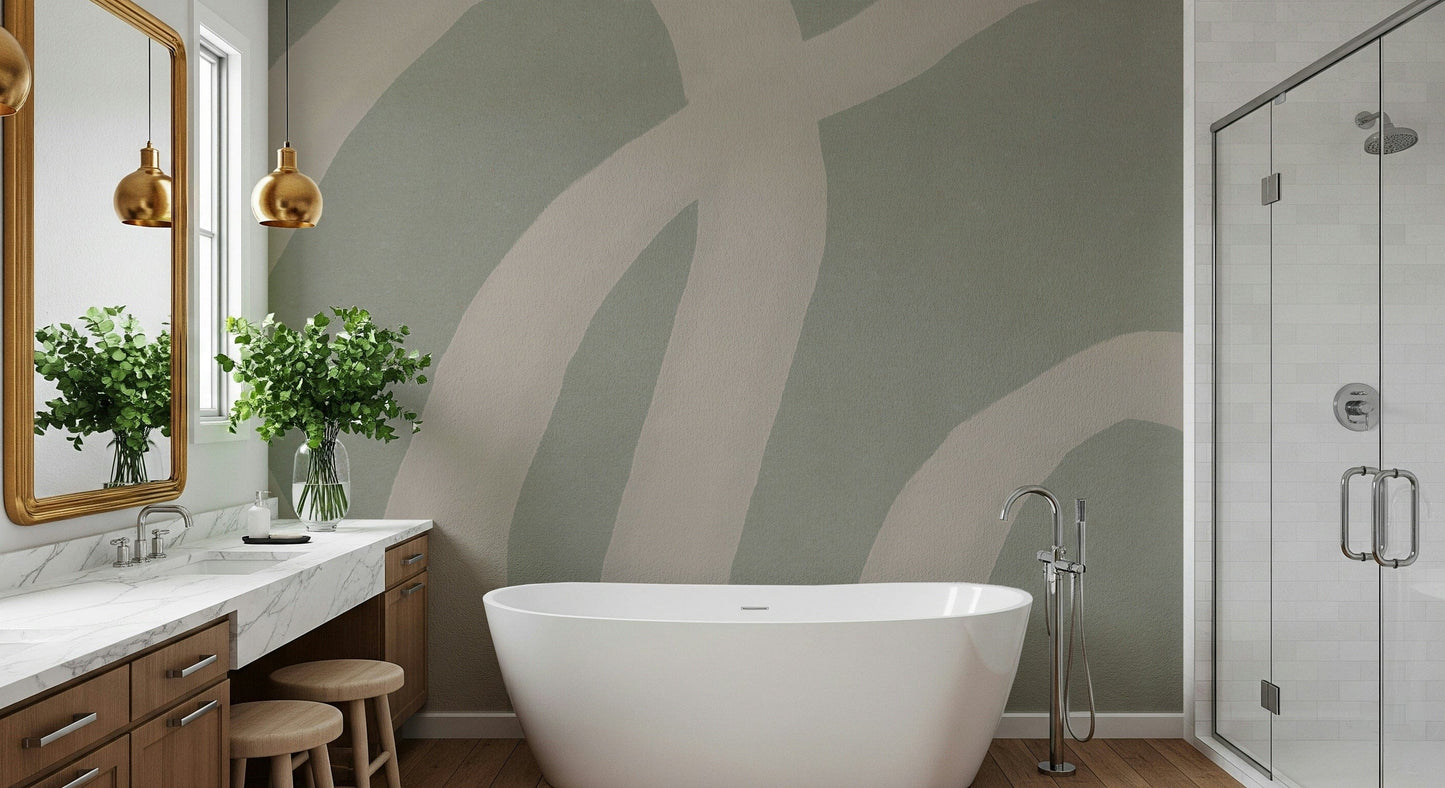 A beautiful modern art wall mural for a living room.