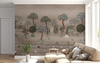 Hallway Subtle Eastern Garden wall mural featuring garden scenery