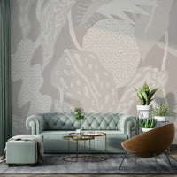 Soft leaf design mural for bedroom walls

