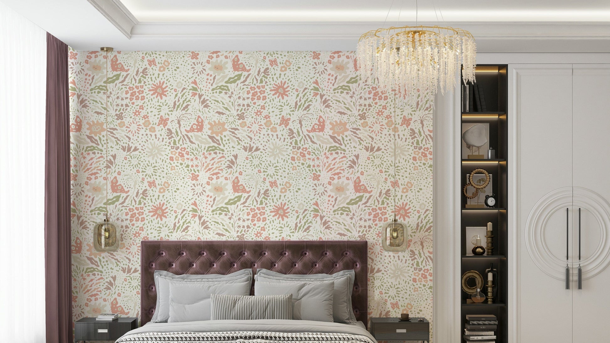 The image features tall grasses and small, delicate flowers.
