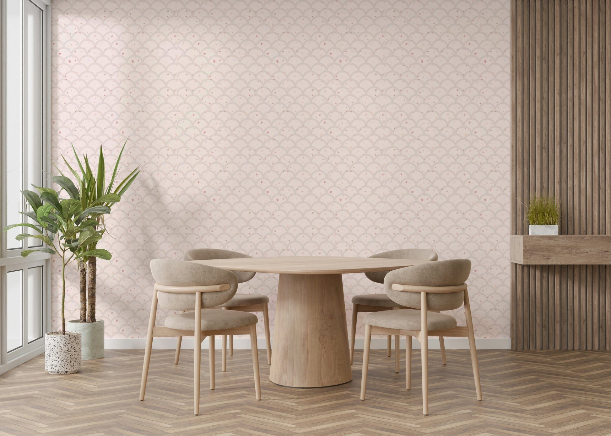 Detailed shot of the durable vinyl material used for this minimalist scale pattern.