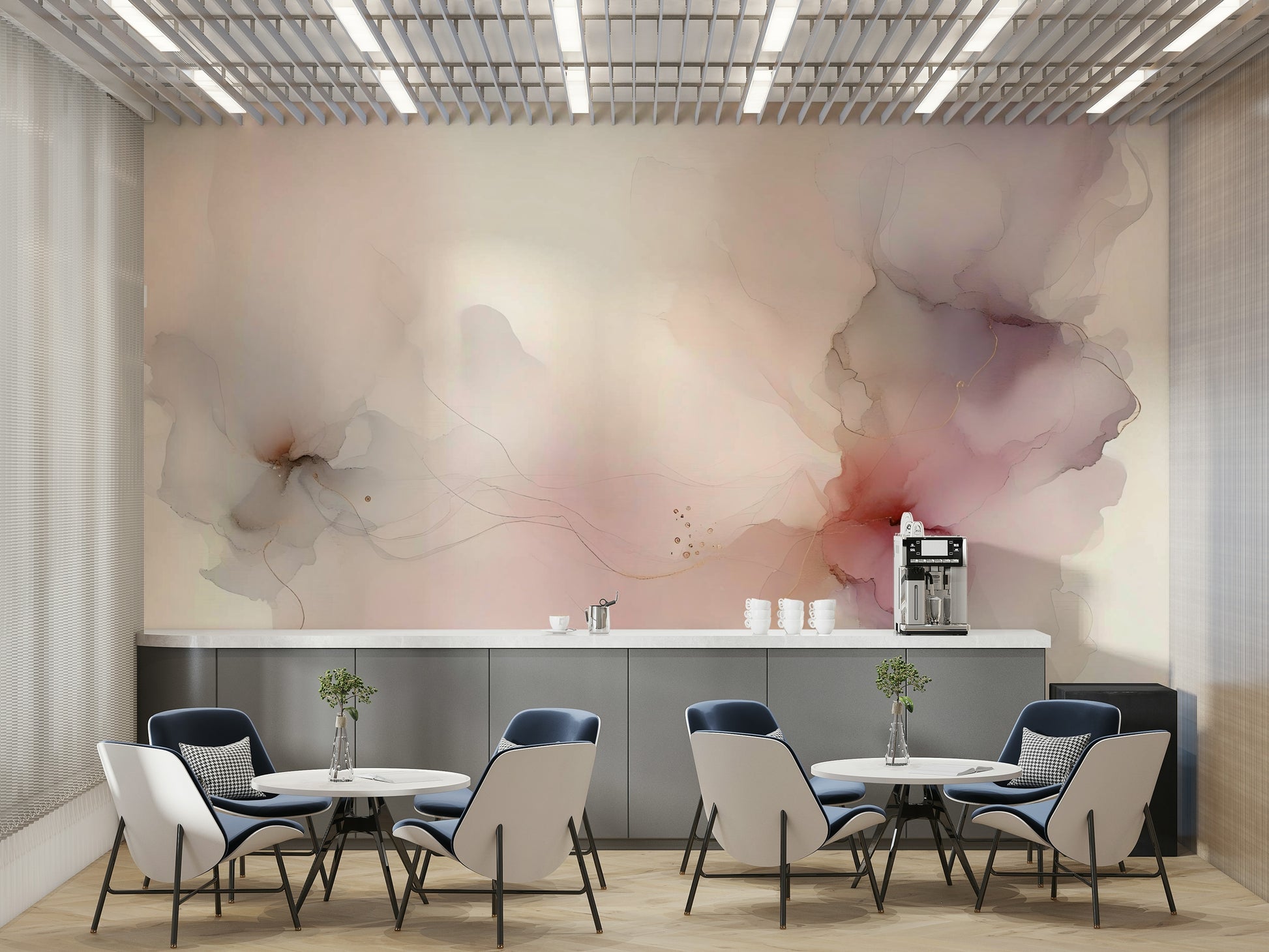 Elegant pastel wave home décor for a contemporary lounge feature wall application.