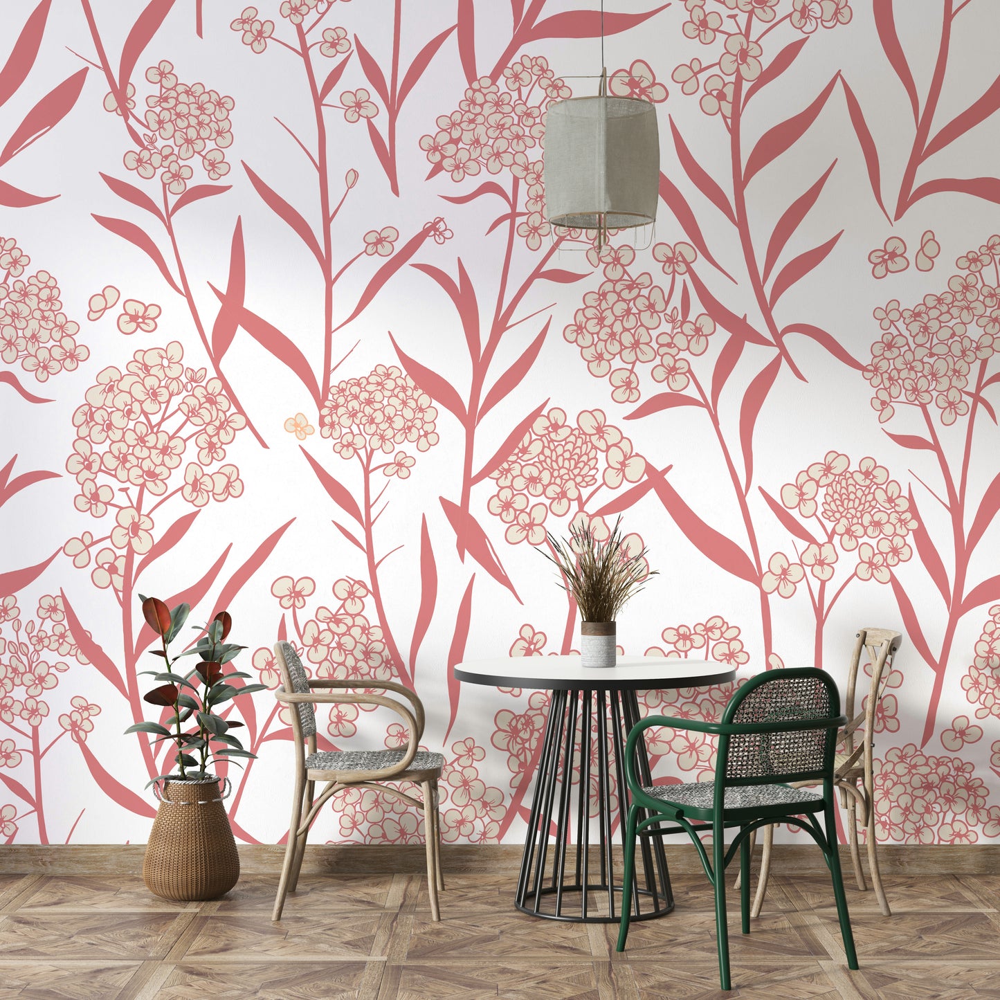 Seamless floral wallpaper design for tranquil interiors