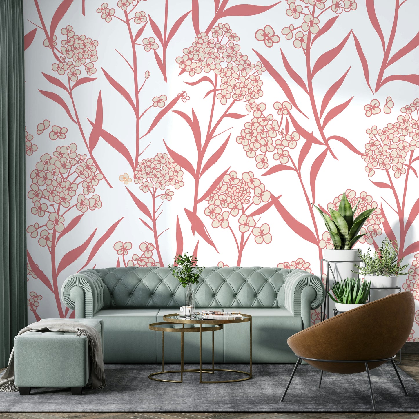 Nature-inspired wall decor with subtle floral details wallpaper