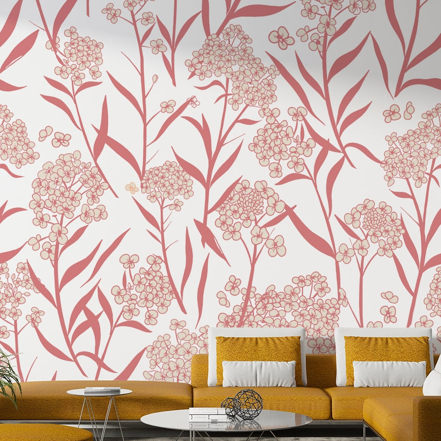 Botanical wallpaper featuring delicate spring stems and flowers