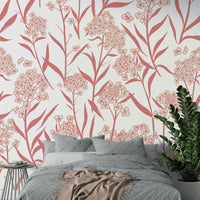 Close-up of pastel flower wallpaper with off-white blooms