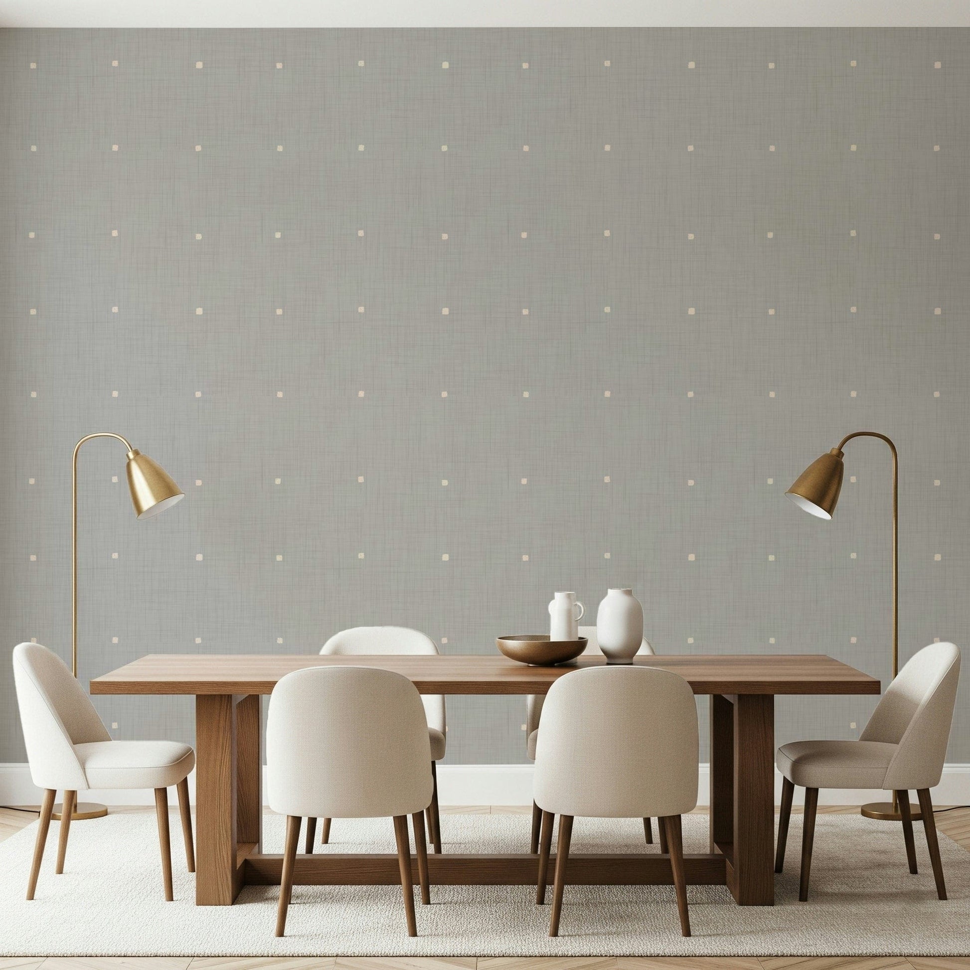 Minimalist woven wallpaper Subtle Squares Light Grey subtle cream squares nursery