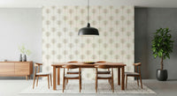 A soft tropical wallpaper with clean palm graphics arranged in a uniform, soothing layout.