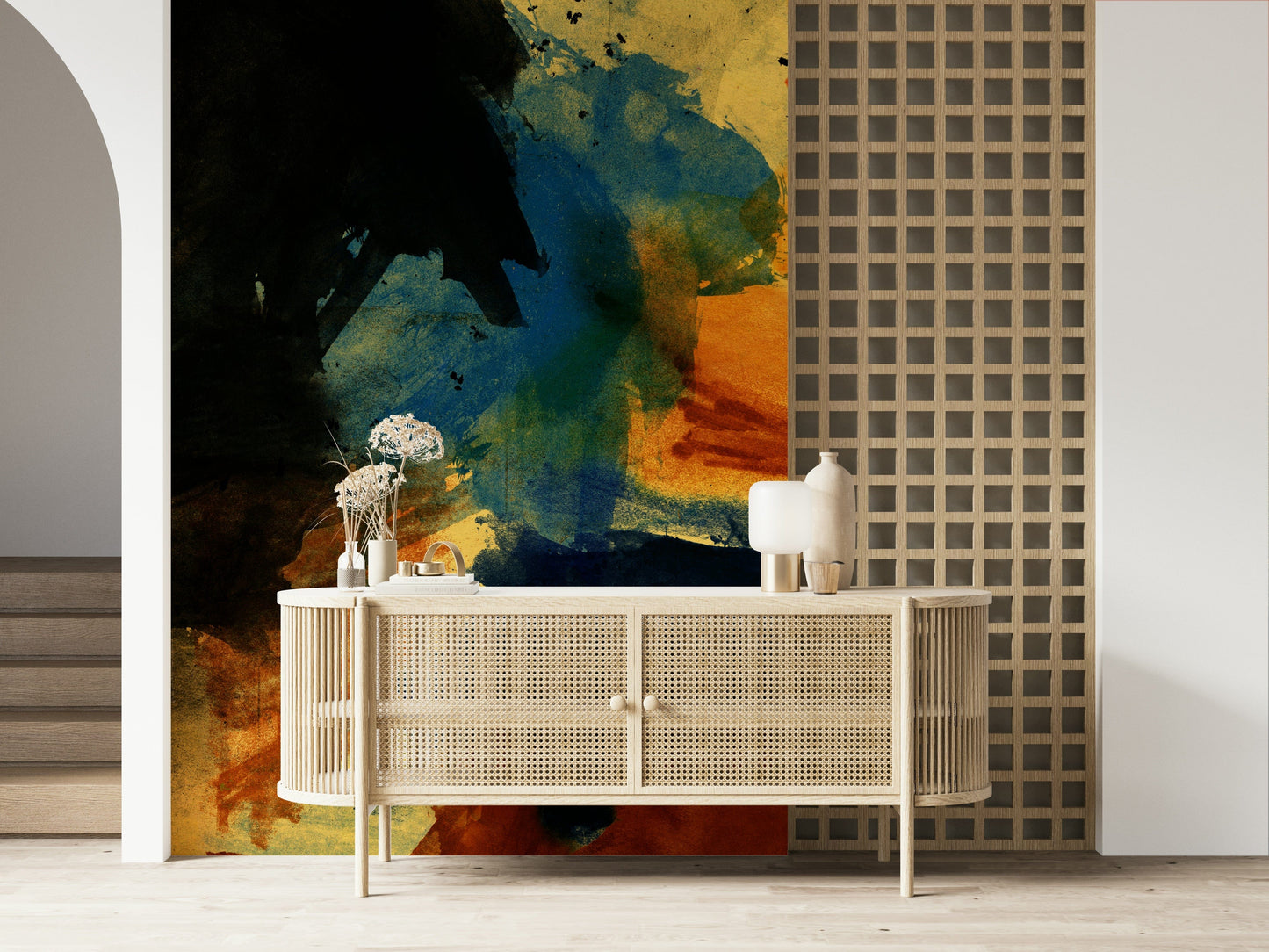 A beautiful vibrant abstract wallpaper mural celebrating summer.