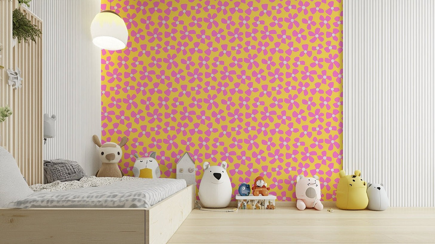 Vibrant summer blooms wallpaper with a tropical vibe

