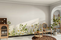 Warm floral wallpaper for living spaces

