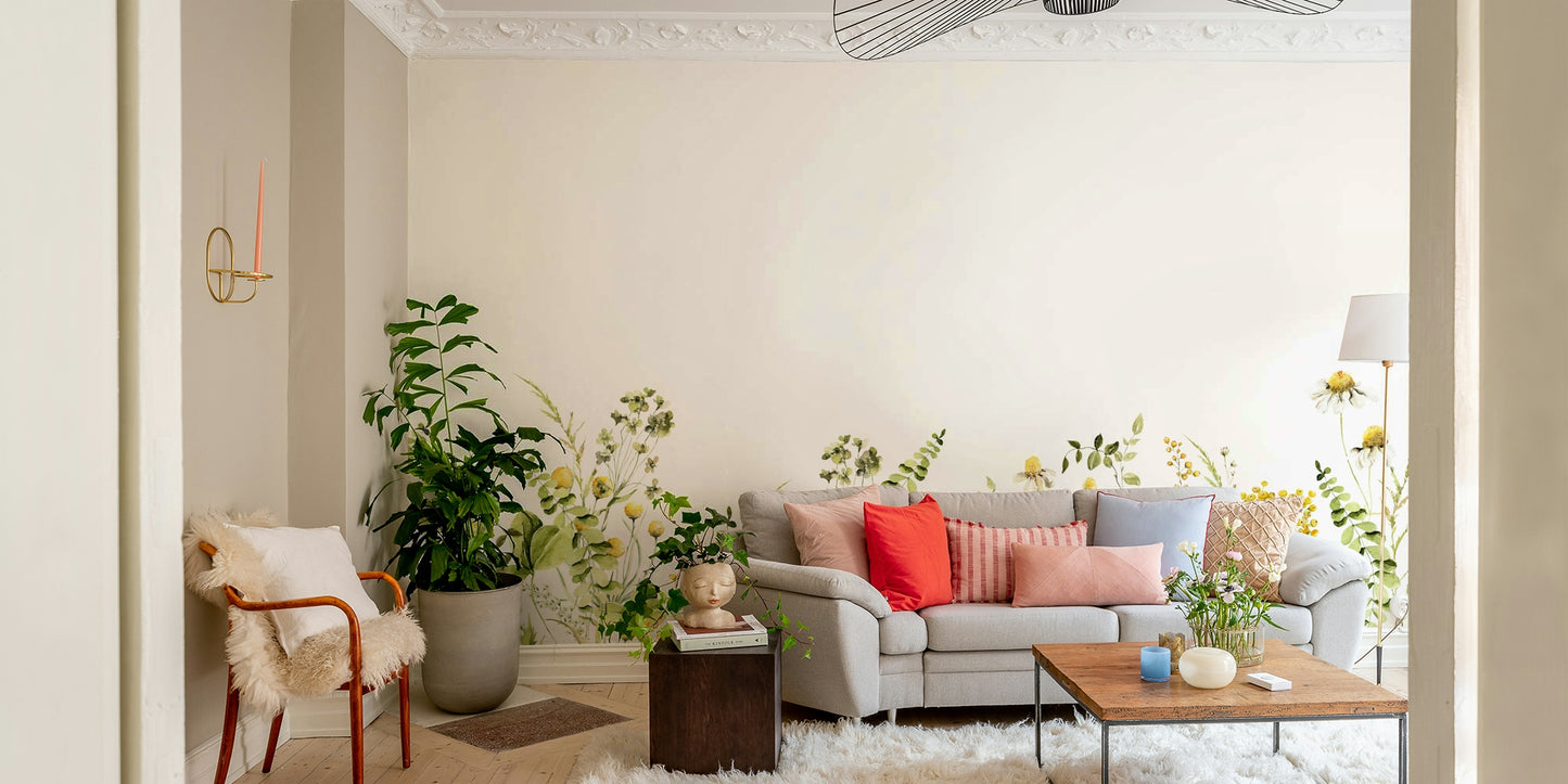 Nature-inspired wallpaper with blooming flowers

