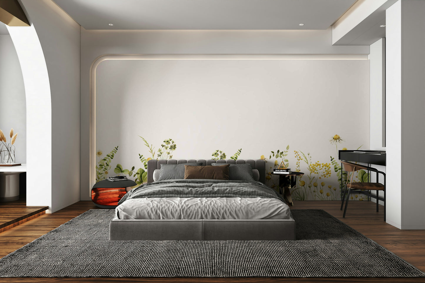 Wildflower field wall mural for bedrooms

