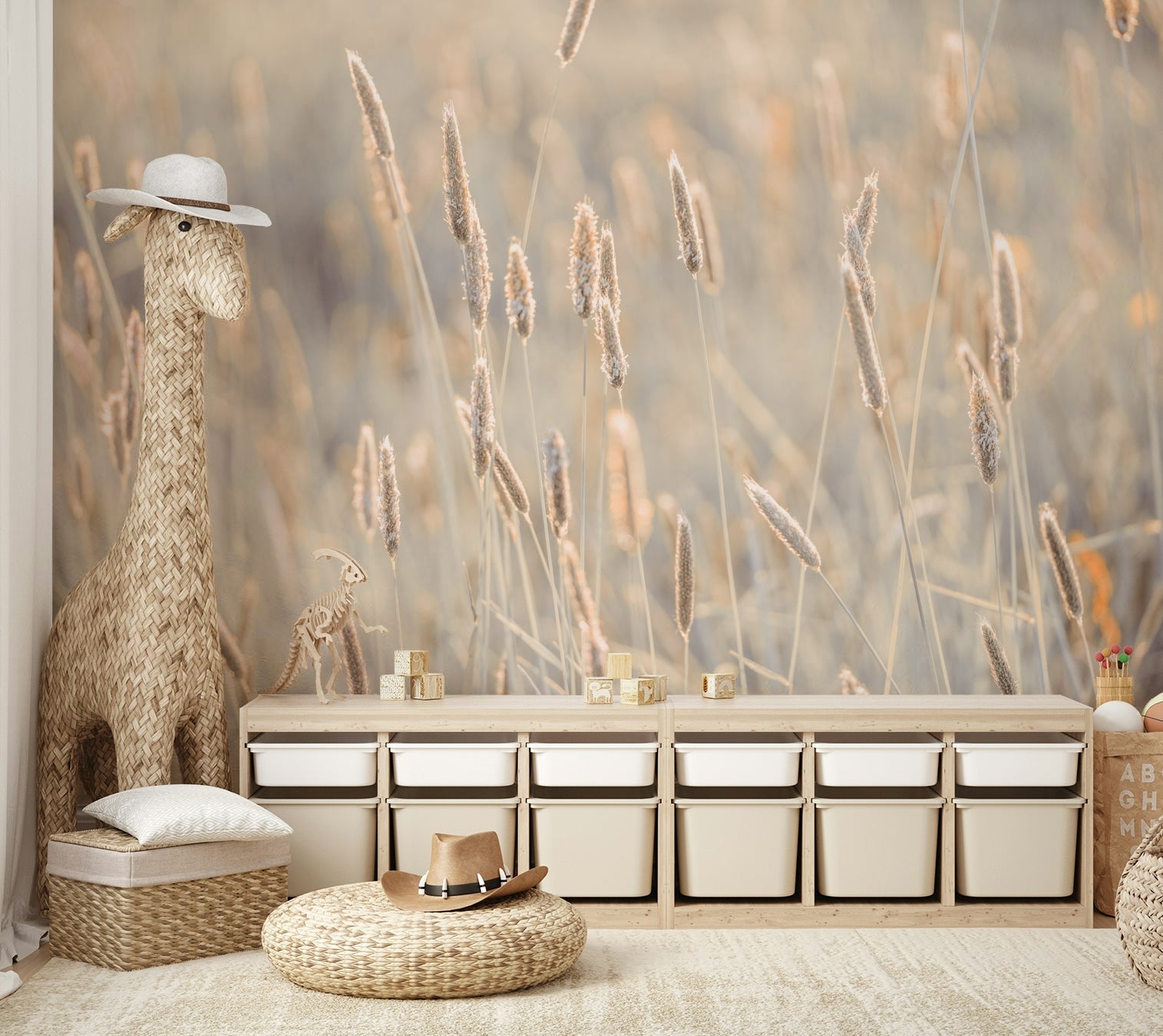 The focus is on the grass in the foreground.

