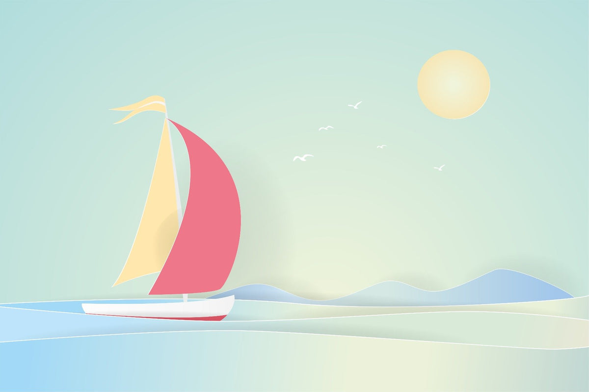 Summer Boat Sailing Wallpaper Mural in your room — zoomed