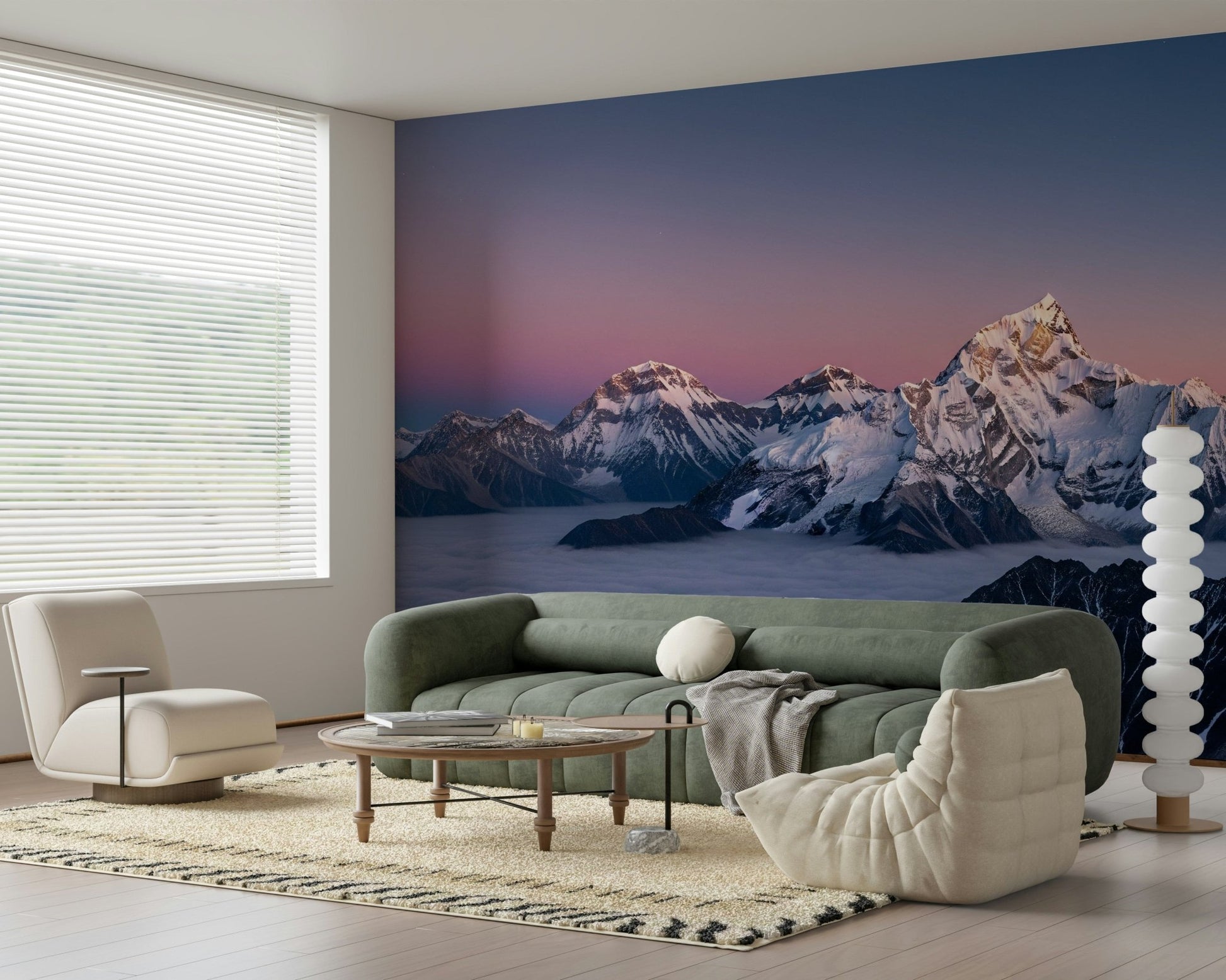 Textured look mountain art for a sophisticated dining and living space.