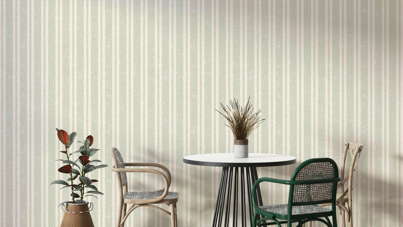 Green sunchair stripe wallpaper for fresh interiors

