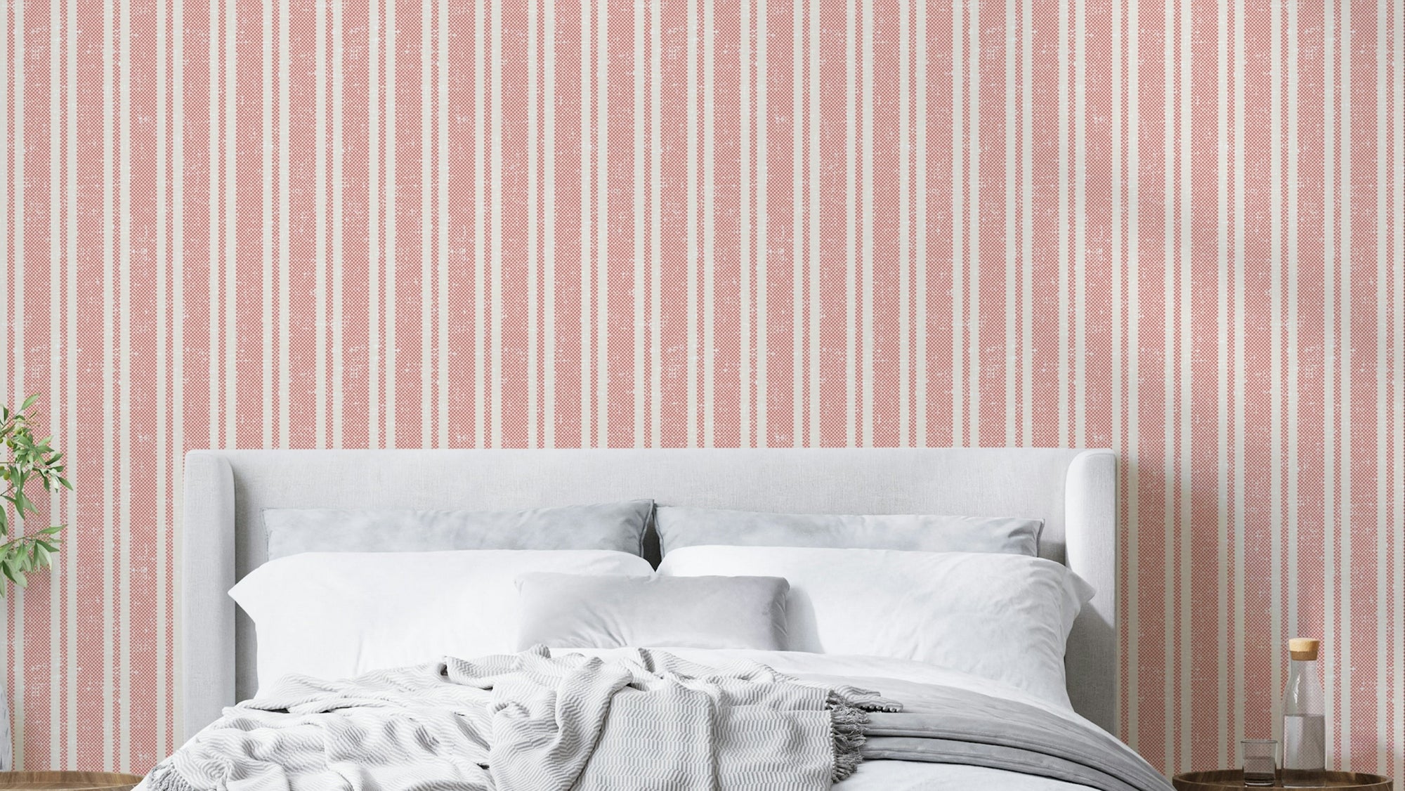 Red sunchair stripe wallpaper for bright spaces


