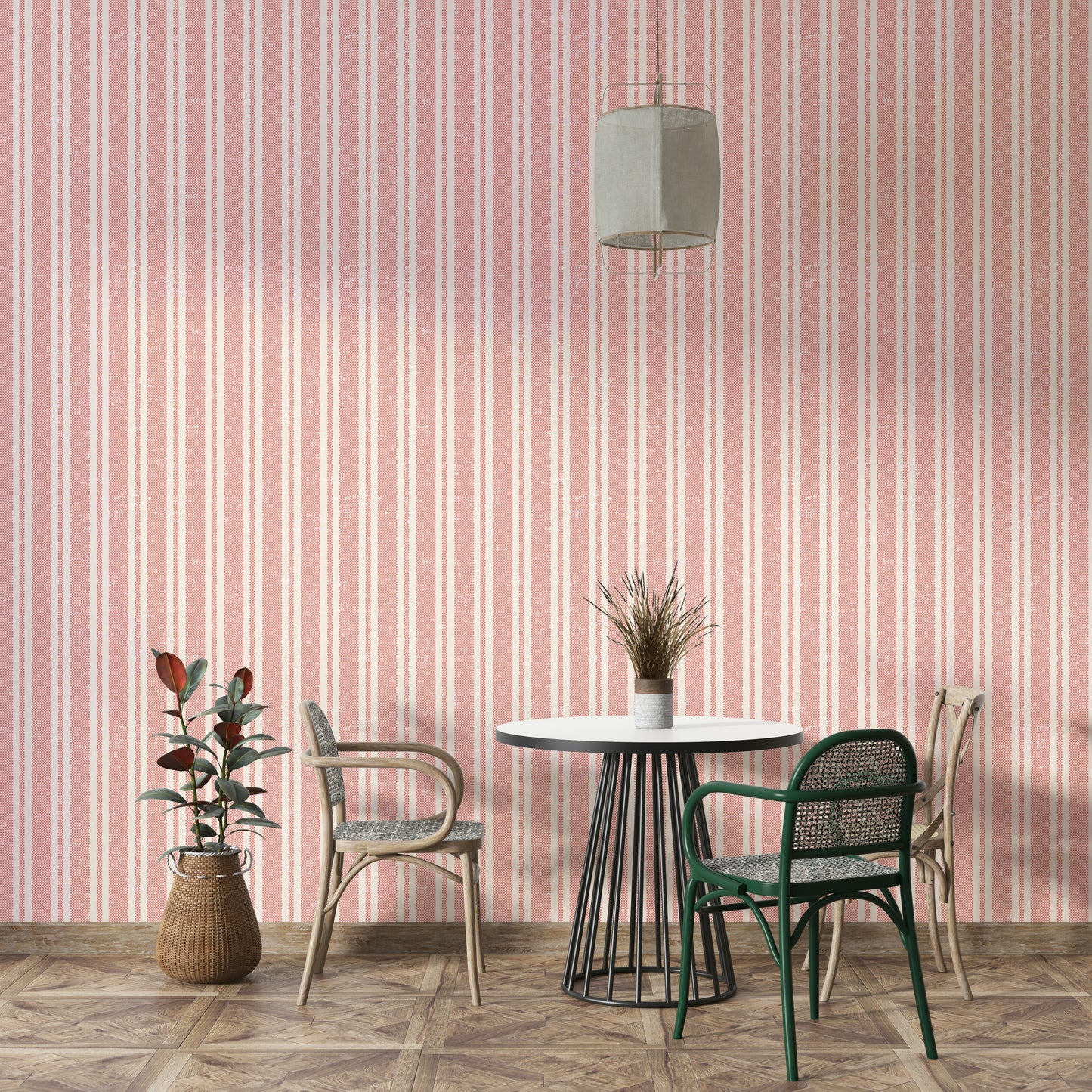 Classic red stripe wallpaper for modern interiors

