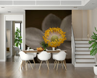 Yellow flower center wall mural macro view