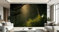 Sunlit Forest mesmerizing foggy woods wall art print.