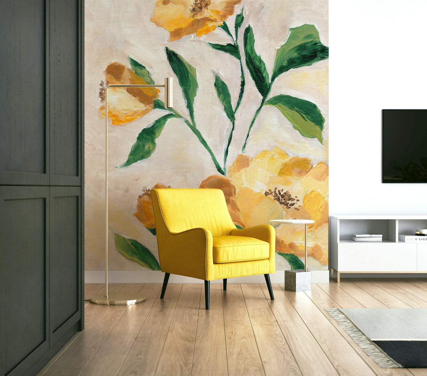 Petal close-up mural with sun-kissed highlights

