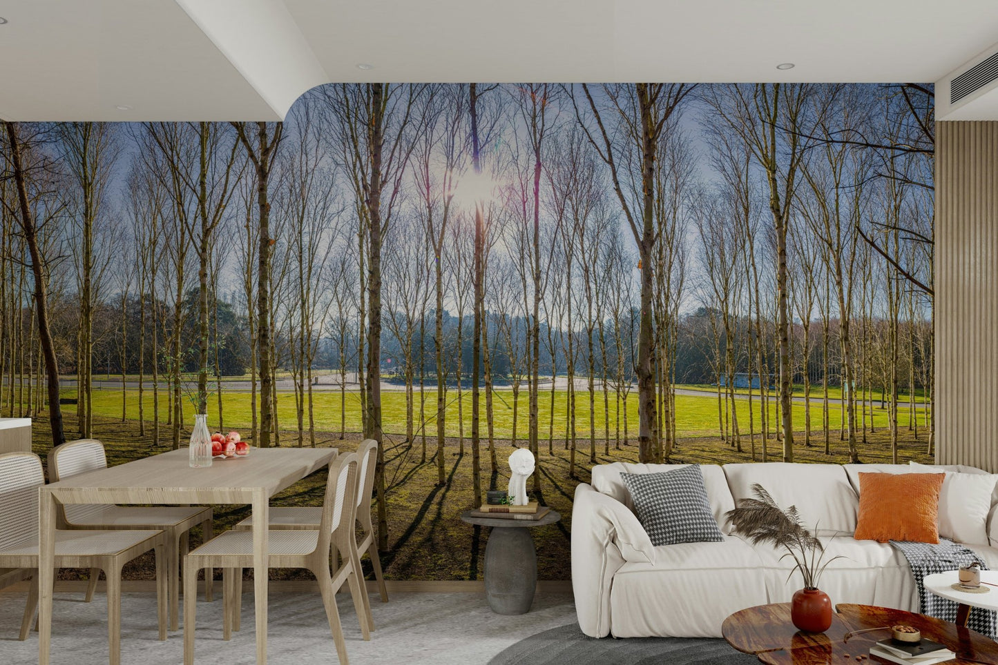 The trees are tall and numerous.

