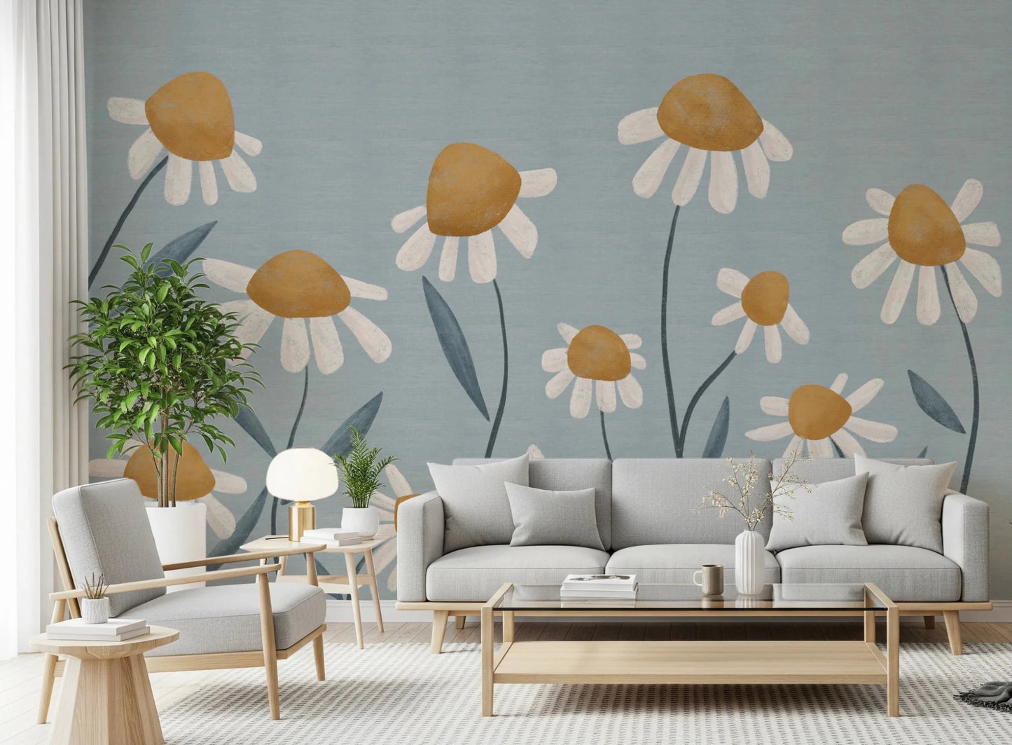 Sunny Daisy Field Wall Mural