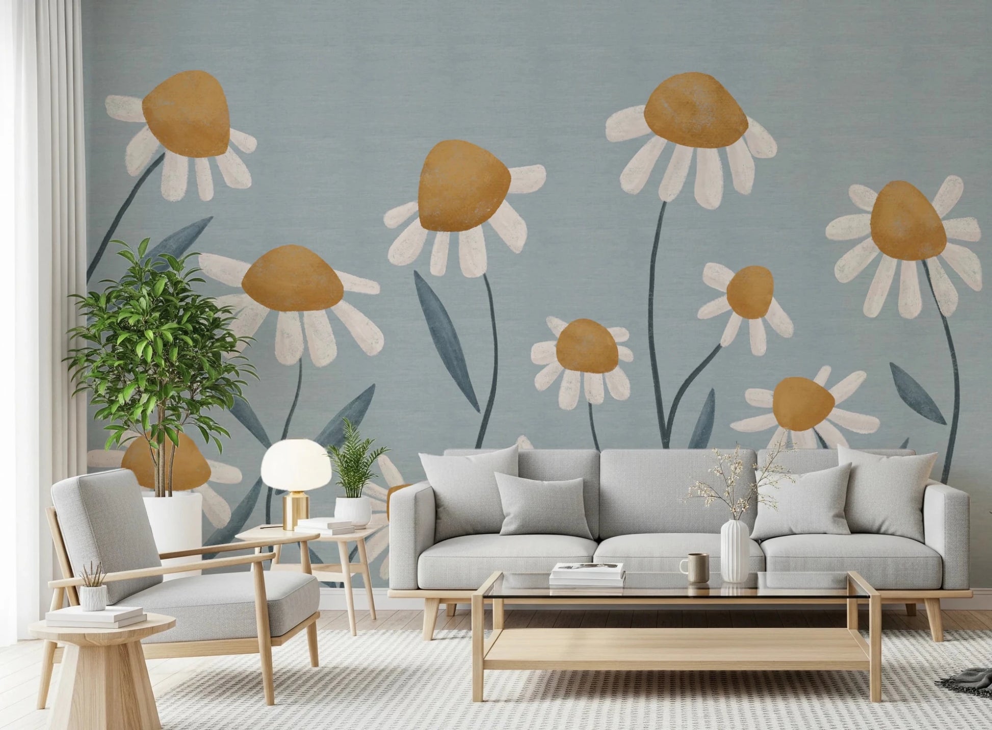 Sunny Daisy Field Wall Mural