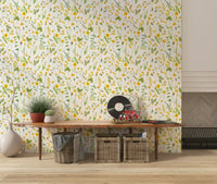 Watercolor flower meadow wallpaper for walls.