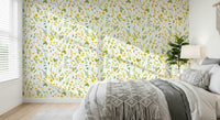 Yellow botanical print wall art decor Sunny Meadow.
